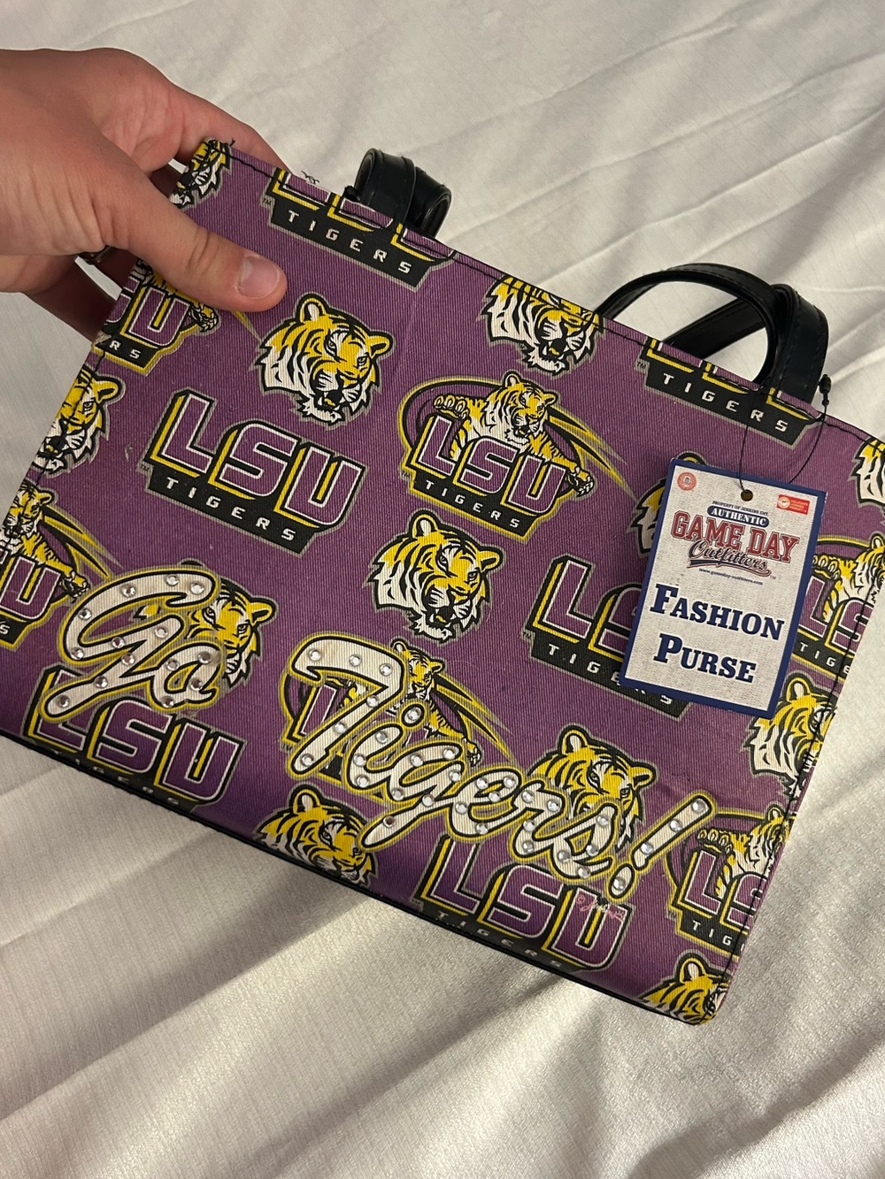 LSU Tigers Purple Fashion Satchel - Collegiate Logo Design